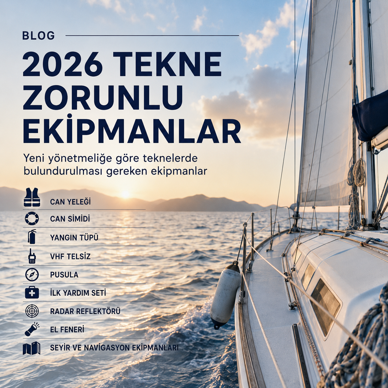2026 tekne zorunlu ekipmanları: can yeleği, yangın tüpü, pusula ve navigasyon araçları