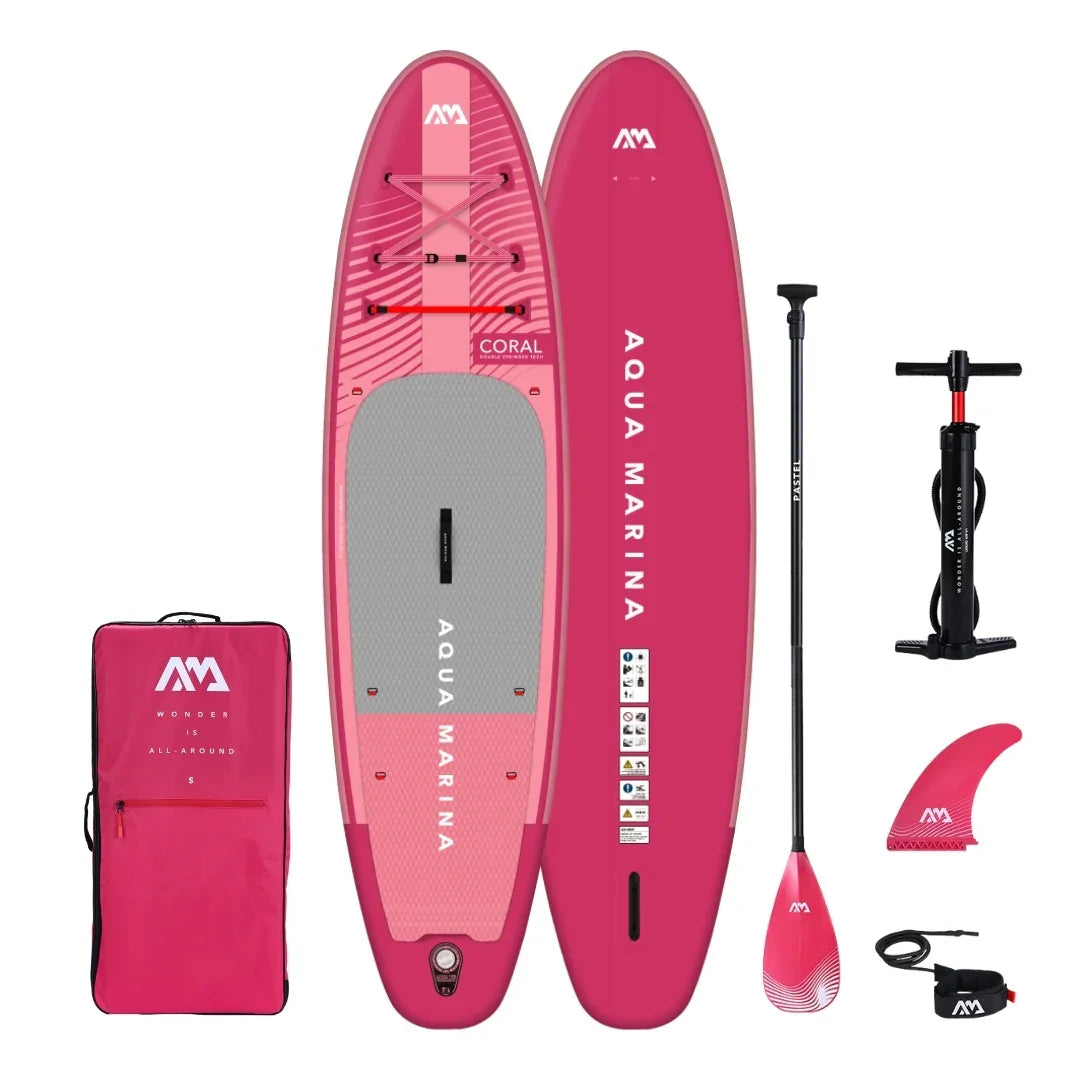 Pembe Aqua Marina şişme SUP board, kürek, çanta, pompa ve yüzgeç seti