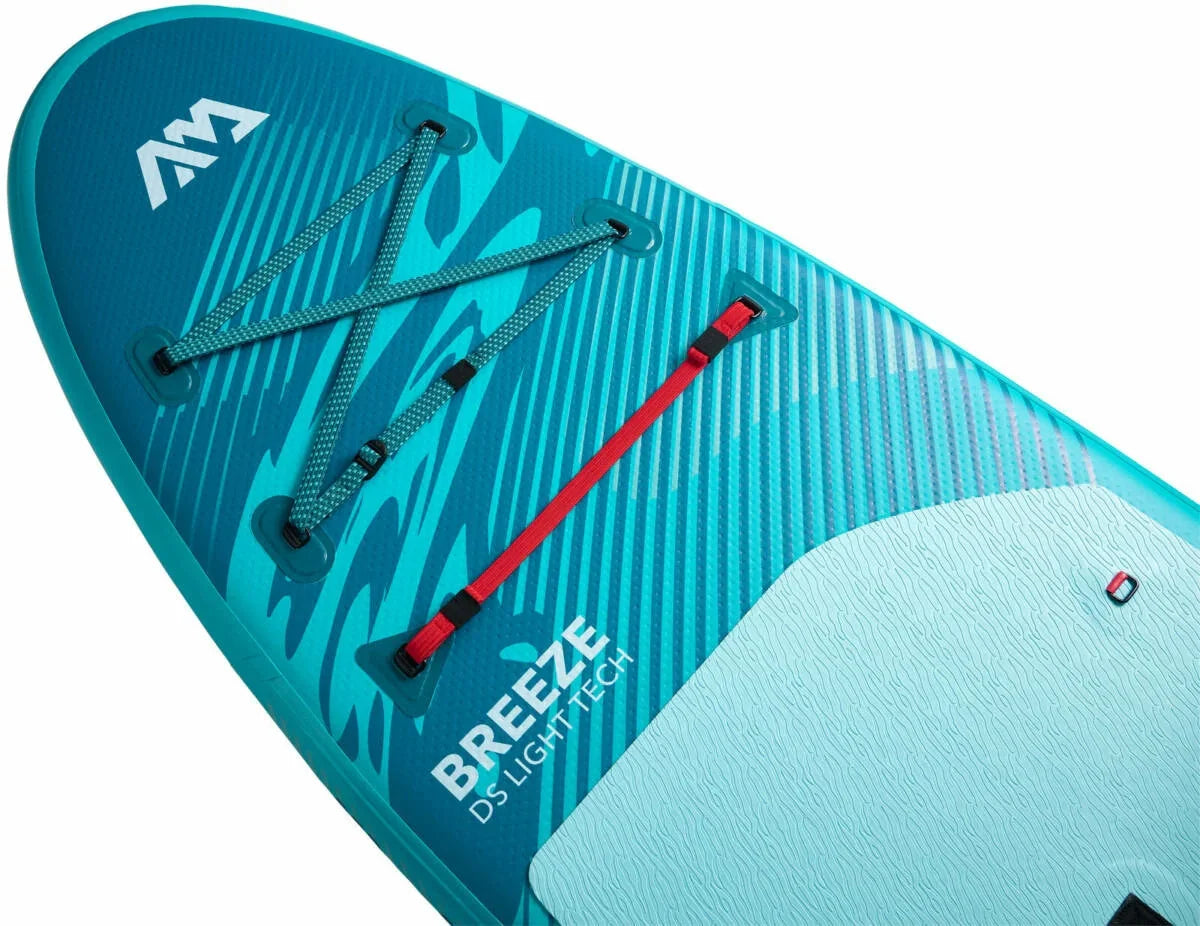 Aqua Marina Breeze DS Light Tech mavi SUP board burun kısmı, lastik ip detaylarıyla