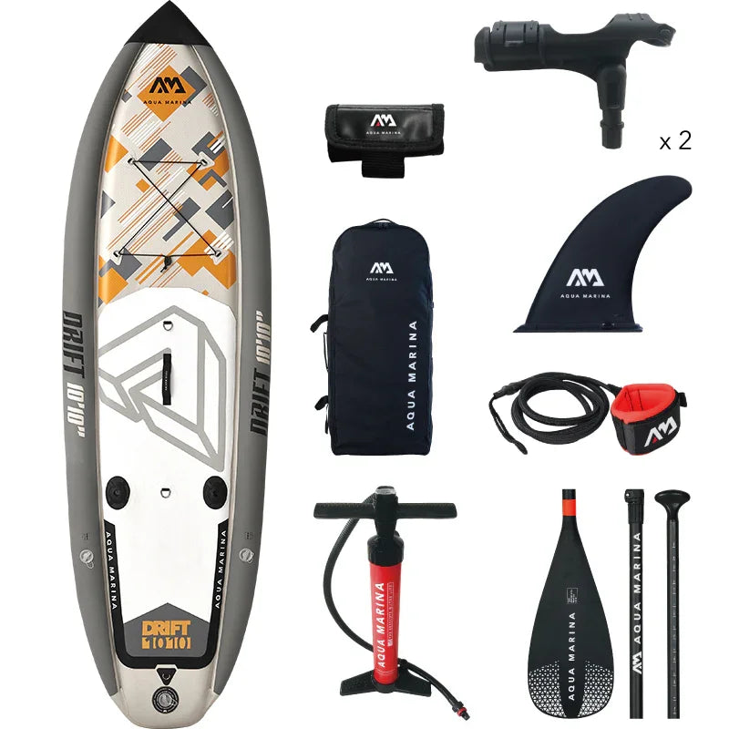 Şişme stand up paddle board takımı, Aqua Marina Drift 330 cm, kürek, çanta ve aksesuarlar ile.