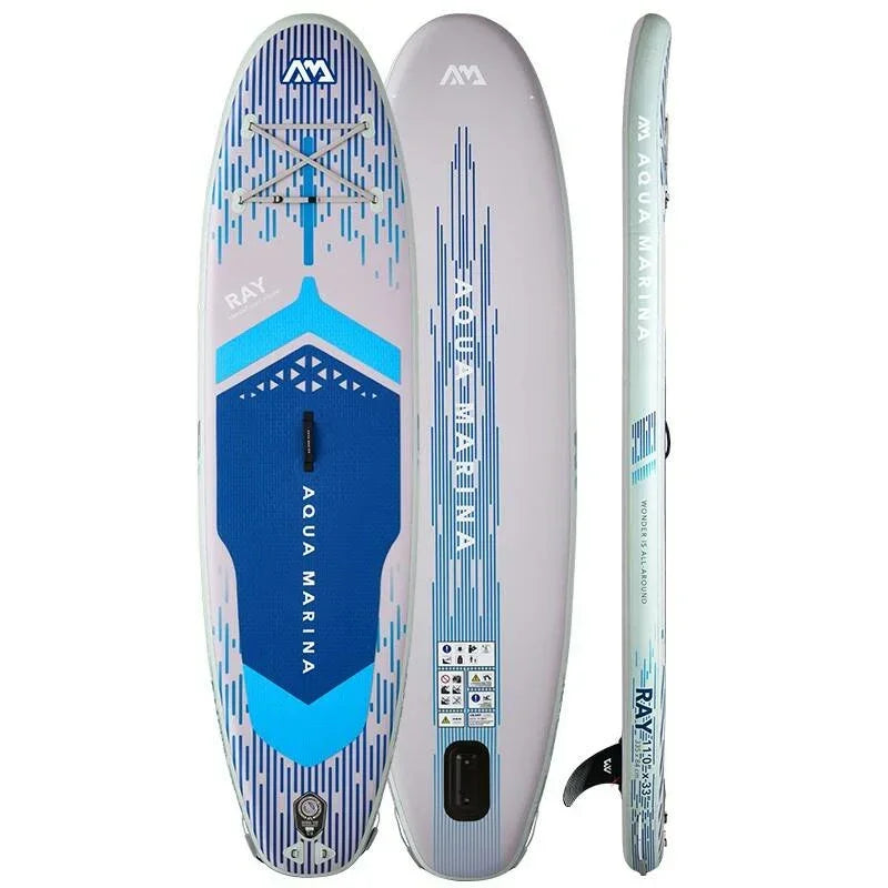 Aqua Marina Ray şişme SUP board, mavi ve gri renklerde, dayanıklı su sporu tahtası