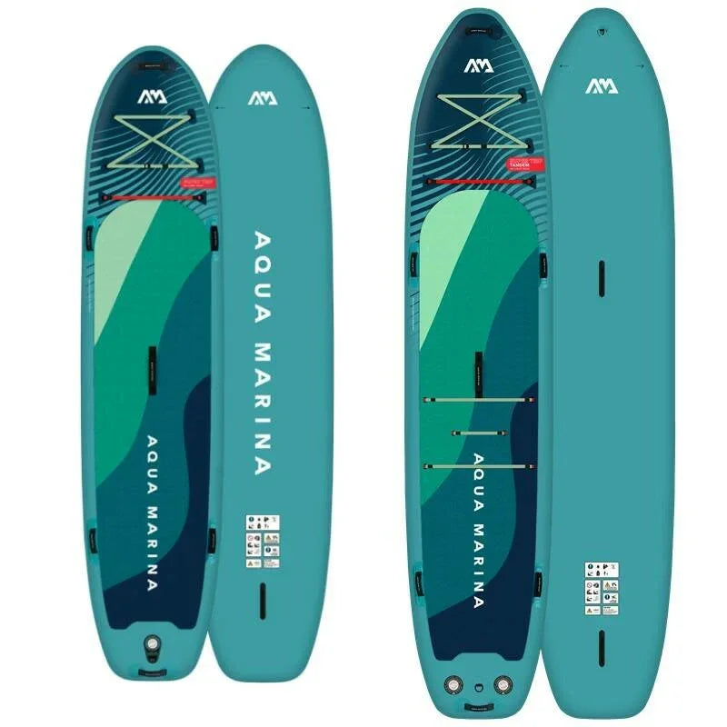 Aqua Marina şişme paddle board, çok kişilik mavi-yeşil SUP board, üstten görünüm