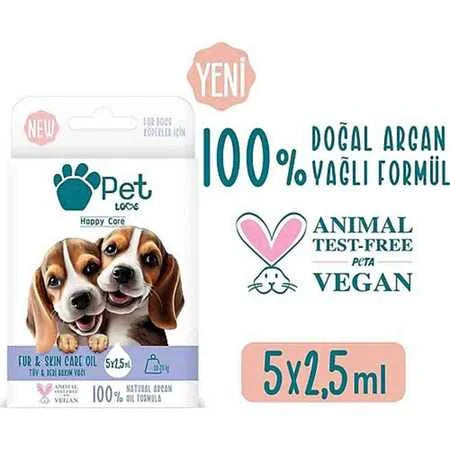 Kediler için argan yağlı, vegan tüy bakım yağı paketi, hayvan dostu, 5x2,5ml