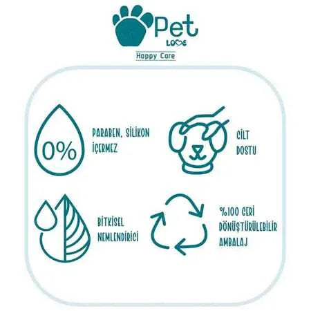 Pet bakım ürünü için paraben ve silikon içermeyen, bitkisel nemlendirici, çevre dostu özellikler