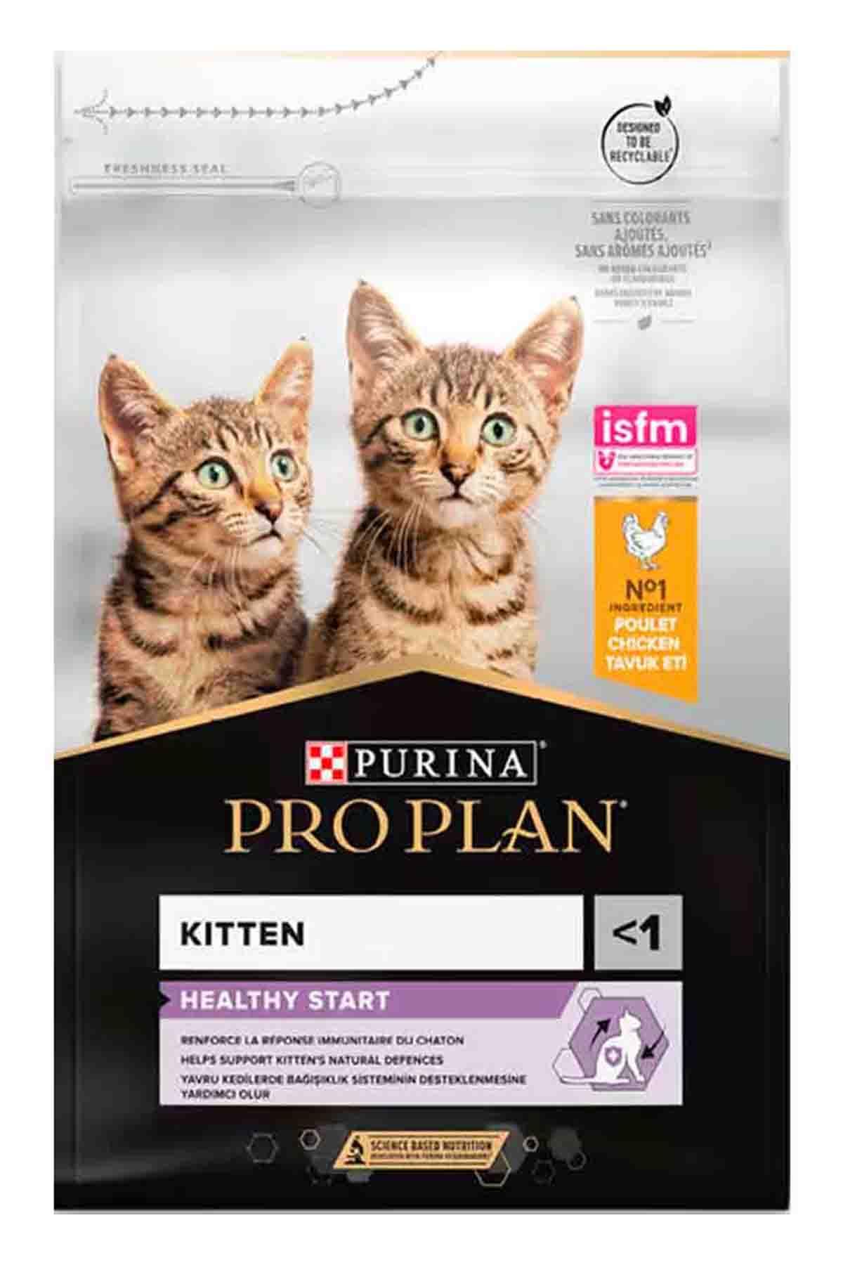 Pro Plan yavru kedi maması 10 kg, iki yavru kedi görselli, tavuk etli mama paketi