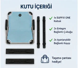 SUPFIX ONE koltuk, entegre bağlantı çubuğu ve ayarlanabilir bağlantı kayışı içeren paket