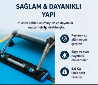 Yüksek kaliteli alüminyum SUP board, suya dayanıklı malzemelerle 5,5 kg ultra hafif tasarım