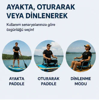 SUP board üzerinde ayakta, oturarak ve dinlenerek paddle deneyimi
