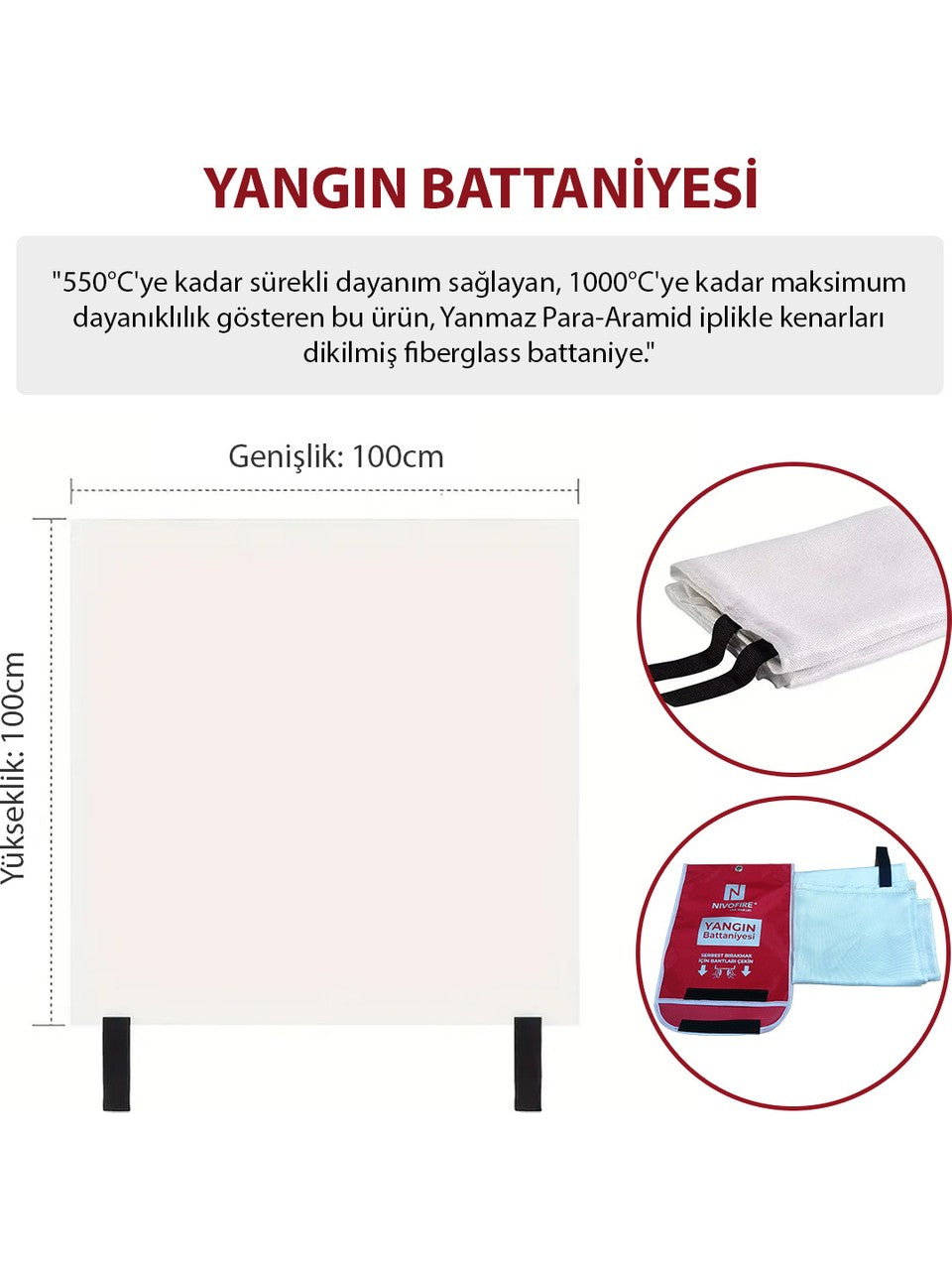 Nivofire Yangın Battaniyesi 100x100 cm